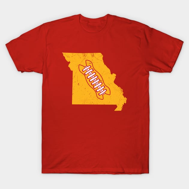 KC Missouri Retro Football - Red T-Shirt by KFig21